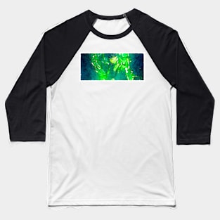 Green Flames Watercolor Baseball T-Shirt